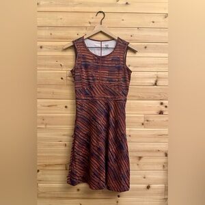 Title Nine XS Orange Blue Space Dye Striped Tank Dress